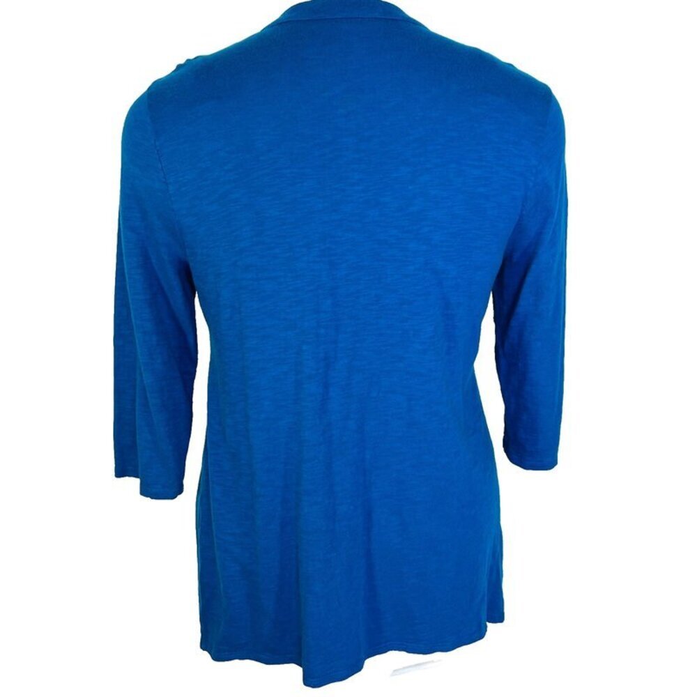 Chico's Tunic Top Women's XL Caribbean Blue Notch Neck Cotton Modal 3/4 Sleeve - Picture 5 of 9